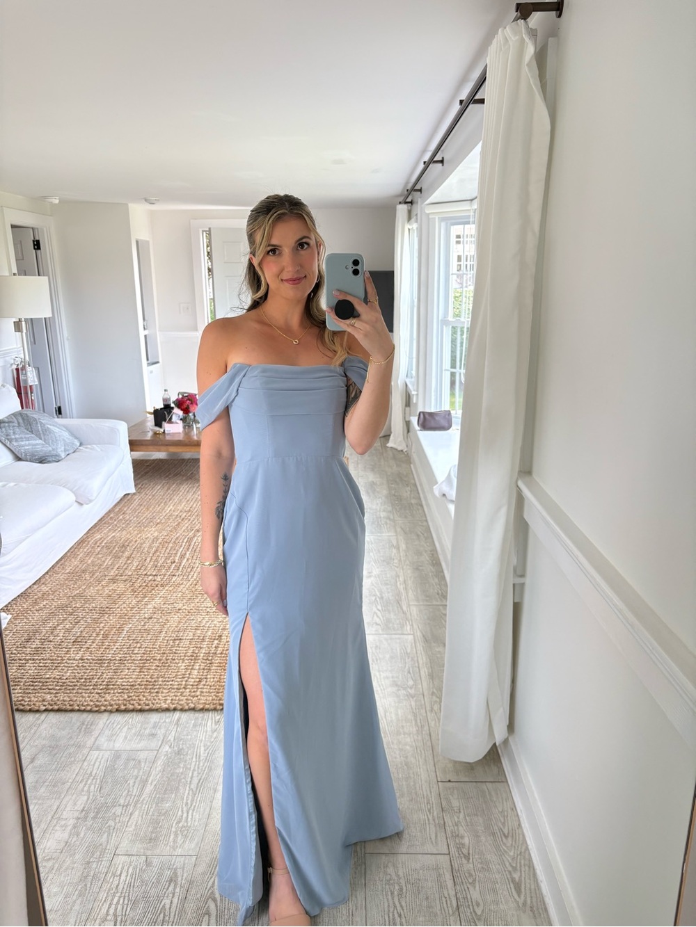 Azazie Saige Dusty Blue One-Shoulder Convertible NEW dress